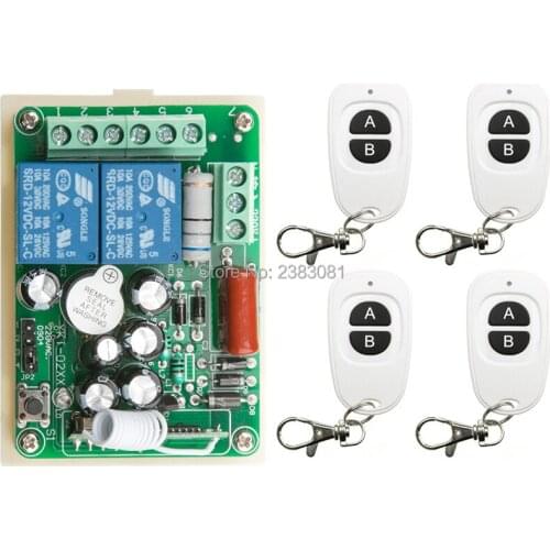 AC220V 2CH RF Wireless Mini Switch Relay Receiver Remote Controllers & 4* White AB keys Waterproof Transmitter Toggle Momentary