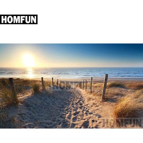 HOMFUN Full Square/Round Drill 5D DIY Diamond Painting "Seaside beach" Embroidery Cross Stitch 5D Home Decor Gift A02109