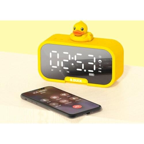 Wireless Bluetooth Speaker Yellow Duck Multifunctional Music Player LED Alarm Clock Mobile Phone Bracket Radio Boom Box