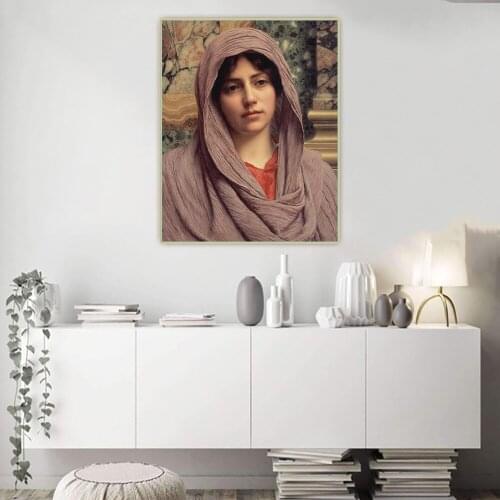 Citon John William Godward《Lycinna》Canvas Oil Painting Artwork Poster Picture Wall Hanging Decorations Home Living Room Decor