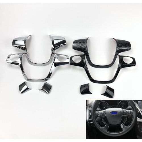 Cotochsun car-styling steering wheel decoration cover sticker for Ford Focus 3 mk3 2012-2014 Kuga 2013-2015 auto accessories