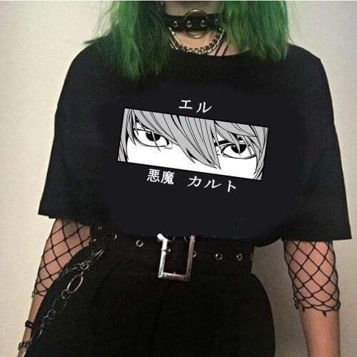 Women T-shirt Death Note Women Funny L Lawliet Devil Eye Print Anime Streetwear Tops