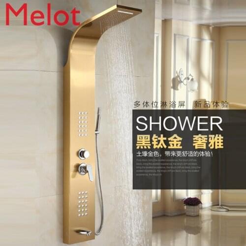 Stainless steel shower European golden rain shower set tap big shower head bathroom hot and cold temperature rain shower screen