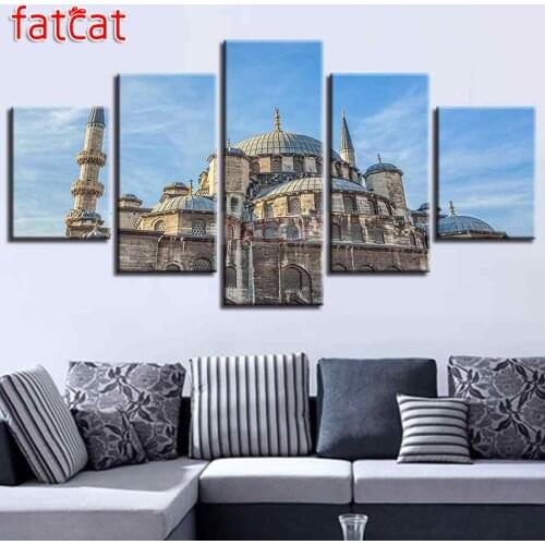 FATCAT Castle scenery 5 Piece Diy Diamond Painting Full Square Round Drill Mosaic Embroidery Sale Home Decoration AE2734