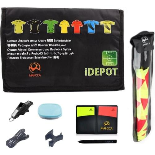 Football Bag with Whistle Cards Coin Barometer for Referee Professional Sports Equipment Soccer Wallet Set