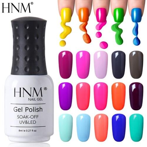 HNM 8ml UV Gel Nail Polish Gelpolish Vernis Semi Permanent Soak Off Nail Gel Polish Base Top Coat Gel Varnishes Gel Lak