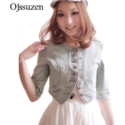 Vintage Ladies Denim Jackets Autumn Women Jaqueta Jeans Feminina Rivets Cropped Jeans Coat Woman Classical Jackets Female