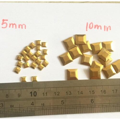 Square Hot Fix Rhinestuds 5*5mm/10mm*10mm 200pcs/lot Gold Pyramid Punk Studs and Spikes DIY For Clothing/shoes/bags Accessories
