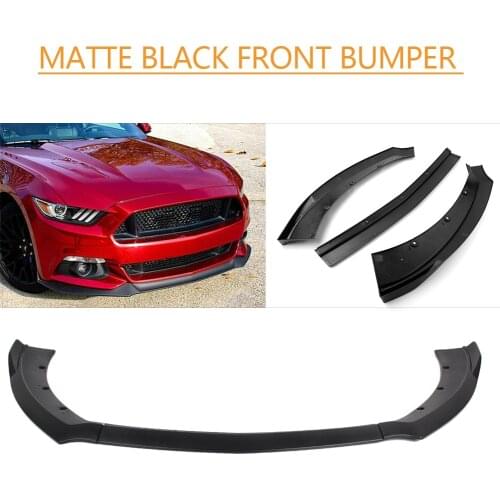 Matte Black ABS Car Front Bumper Lip Spoiler Body Kit Exterior Moulding Trim For Ford Mustang 2015 2016 2017