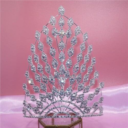 Fashion Luxury Women Noble Temperament Crown Exquisite Rhinestone Crystal Birthday Party Shining Crown Wholesale And Retail