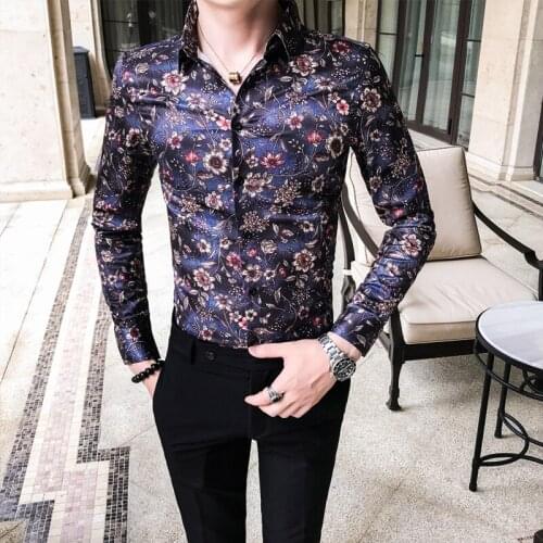 Fall 2019 Long Sleeve Shirt Mens Social Blossom A236-9803-P55