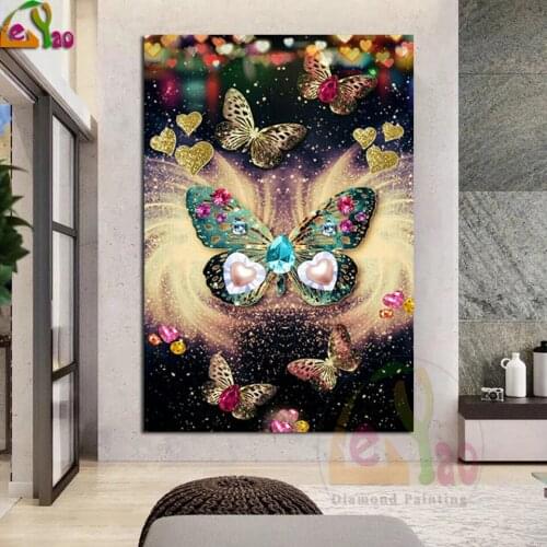 Diy Rhinestone Diamond Painting Colorful Butterfly Paint By Numbers Full Drill Square Cross Stitch Kit Needlework Diamond Mosaic