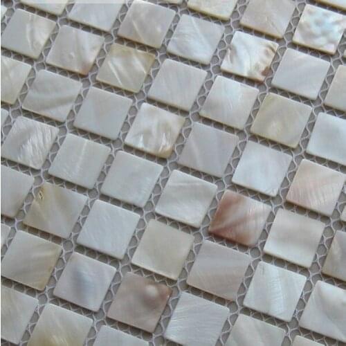 Natural cream color 20x20mm square white mother of pearl shell mosaic mesh backing bathroom shower kitchen backsplash fireplace