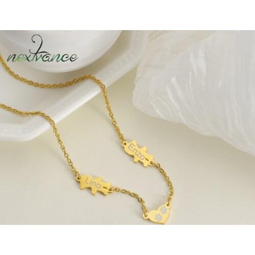 Nextvance Personalized Custom NamePlate Stainless Steel Pendant Engraved Date Mirror Gold Choker Necklace for Women JewelryGift