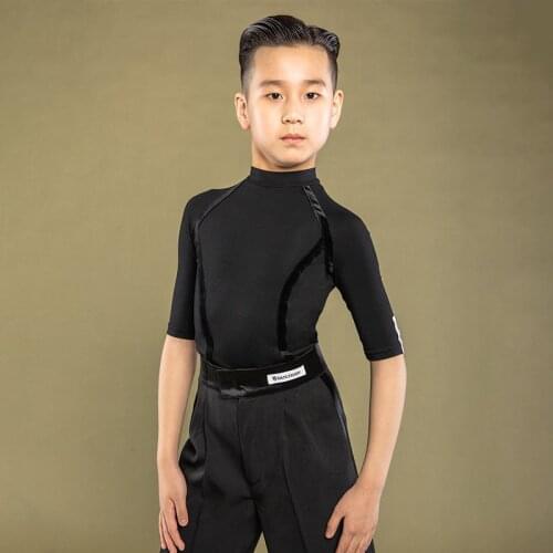 Latin Dance Clothes For Boys Half Sleeve Practice Shirt Rumba Tango Samba Cha Cha Dance Performance Tops Festival Outfit DWY5468