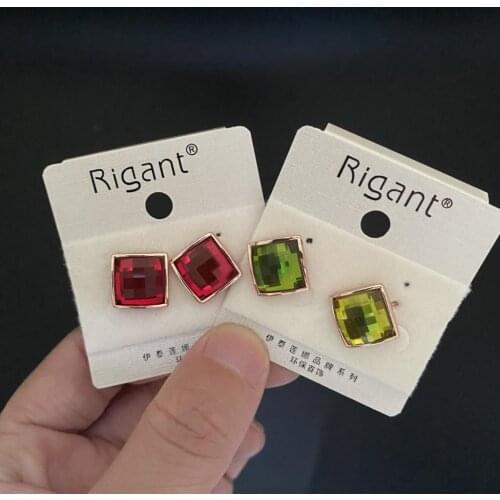 Wholesale Womens Austria Blue Crystal Rose Gold Color Jewelry Stone Square Stud Earrings for Women Gift