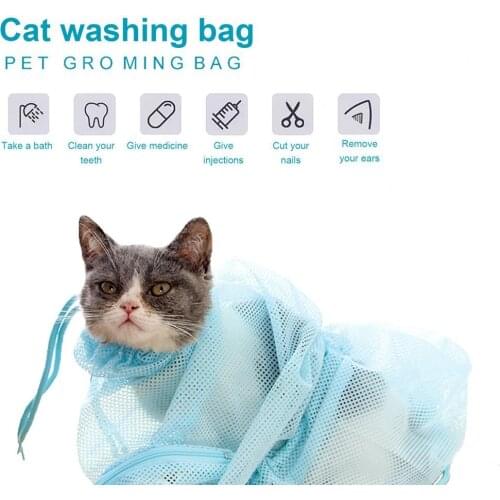 Portable Cat Washing Bag Anti-scratch Mesh Bathing Bag Pet Cleaning Supplies for Bathroom Cats Bathe Accessories Supplies