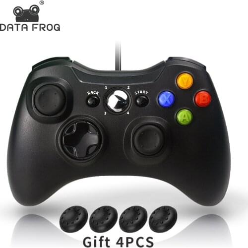 Data Frog Wired Gamepad Joystick for Xbox 360/Xbox 360 Slim Control for Win7/8/10 PC Double Vibration Controller for Steam Game