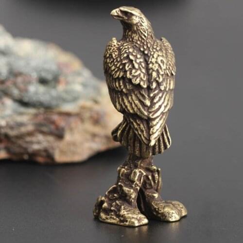 Retro Brass Handmade Eagle Small Ornament Copper Bird Home Animal Figurines Desk Decor Display Copper Animal Sculpture