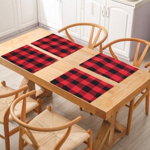 Christmas Red and Black Plaid Placemat Double Plaid Plaid Polyester Cotton Cloth Western Napkin 30X45cm