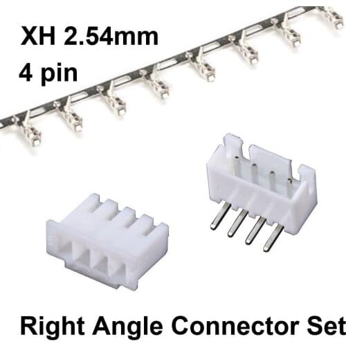 50sets XH 2.54mm 4-Pin Right Angle Socket Female Connector Plug ( Male, Female, Crimps)