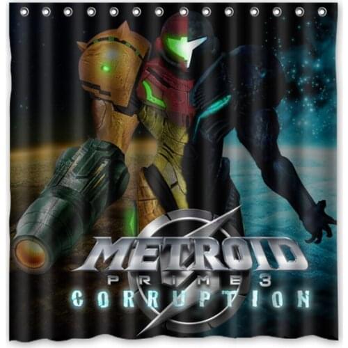 New Metroid Pattern Showerproof Polyester Bath Curtains High Quality Waterproof Shower Curtain Bathroom Decor 71*71 inch