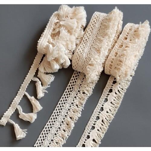 Ins Nordic Style Cotton Fringed Lace Tablecloth Pillow Decoration Accessories Handmade Ethnic Style Lace Edge