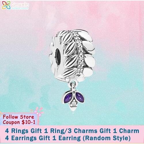 Smuxin 925 Sterling Silver Beads Grains of Energy Clip Charms fit Original Pandora Bracelets for Women Jewelry Making Girl Gift