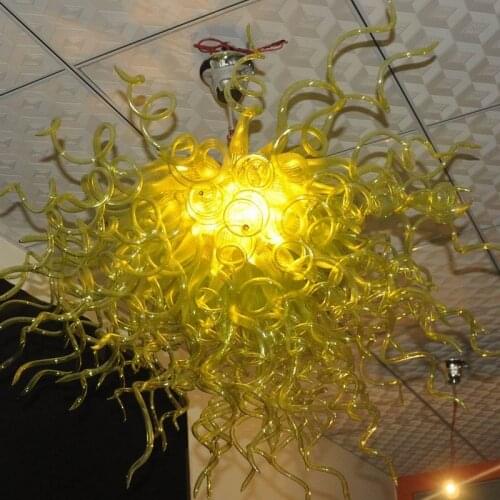 Contemporary Murano Glass Chandelier Amber Crystal Chandelier Lighting Dining Room Luxury Lustre Kitchen Room Lamps 80 CM Wide