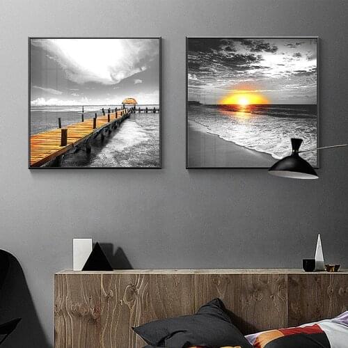 Modern Scenery Canvas Painting Nordic Yellow Fresh Landscape Posters and Prints Wall Art Pictures for Living Room Home Decor