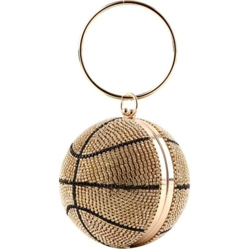 Rhinestone Basketball Evening Bag Womens Wedding Clutch Party Purse Handbag X5XA