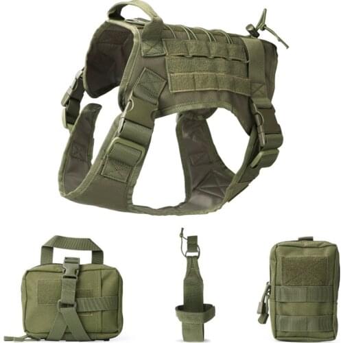 Tactical Dog Vest Breathable Military Dog Clothes Harness Adjustable Size Police Harness Training Hunting Molle Dog Vest Harness