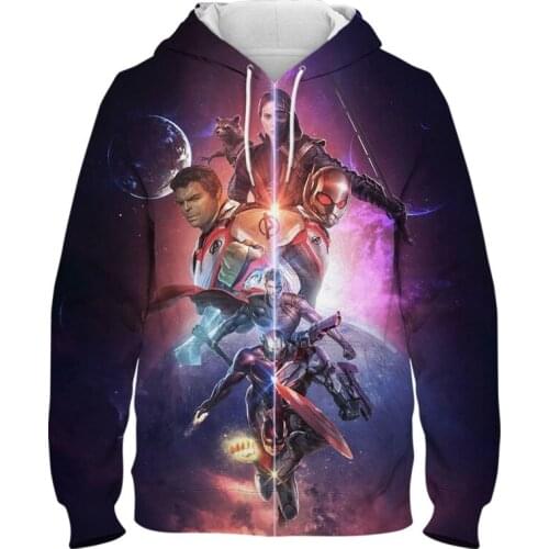 Marvel Avengers 4 iron Man Captain America 3D Print Costume Hoodies Unisex Avengers Casual End Game Sweatshirt Jacket Streetwear