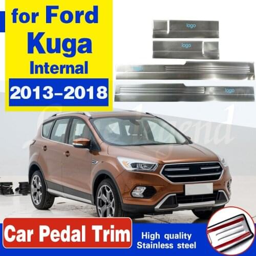 High quality stainless steel inside internal Scuff Plate/Door Sill Protector Sticker Car Styling For Ford Kuga 2013-2018 4pc