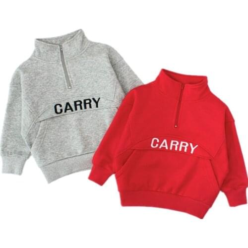 Winter Childrens Sweater Clothing Zipper boy Hoodie Clothes Red gray Baby Boys Girls Sweatshirt Long Sleeved Tops