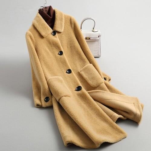 2020 Winter Jacket Women Real Fur Coat Female Sheep Shearling 100% Wool Coat Korean Long Jackets Manteau Femme YS968010