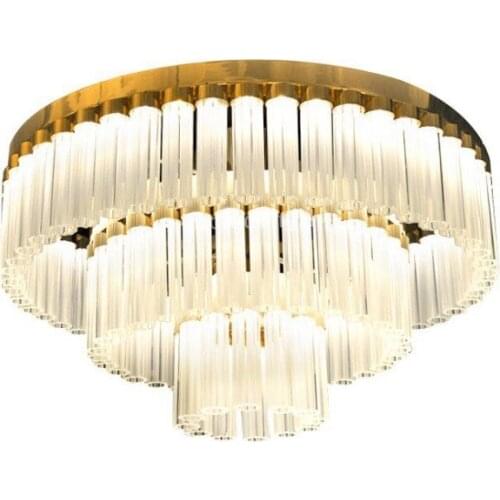 Gold living room chandelier led hotel lobby luxury chandelier light luxury wrought iron copper plum blossom tube crystal lamps