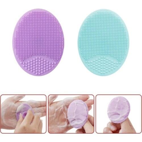 1pc Massage Cleaning Brush Soft Silicone Facial Cleaning Brush Infant Shampoo Brush Blackhead Cleaning Pad Random Color