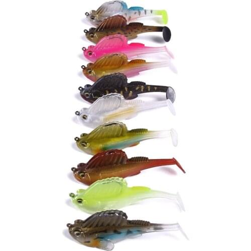 10pcs lead head Swimbaits soft lure 3 inch 3/8oz fishing pike lure perch lure Paddle Tail Swimbait Dark Sleeper leurre