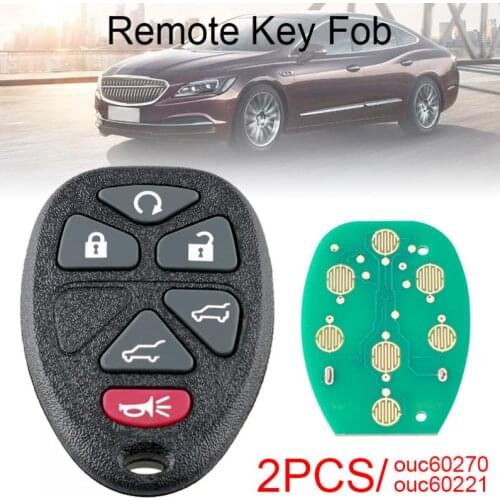 2pcs 5+1 Buttons Car Remote Key Fob C60270 / OUC60221 Fit for Chevy Silverado Traverse Avalanche Equinox Express