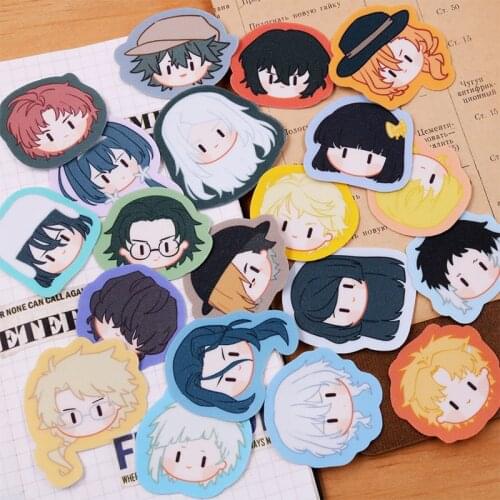 20pcs /set Anime Bungou Stray Dogs Stickers Dazai Osamu Nakahara Chuya PVC Sticker Waterproof Nakajima Atsushi Cute Gifts CS643