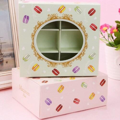 20Pcs Macarons Box with Transparent Window Dessert Macarons Pastry Packaging Boxes Event Party Supplies Dec
