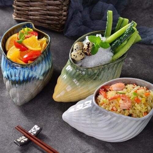 2020 Creative Tableware Conch Ceramic Bowl Household Restaurant Chilled Desserts Fried Bowls Food Container Dinnerware Crockery