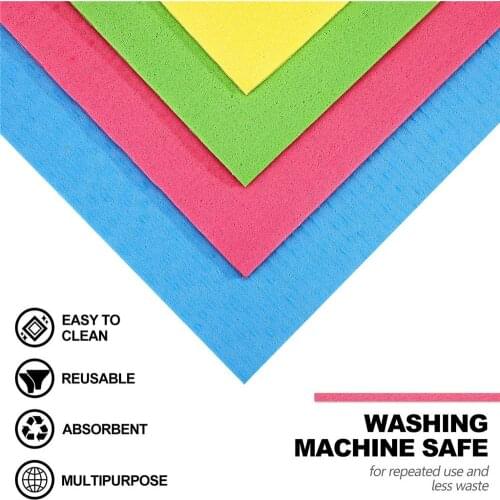 3pcs/Set Reusable Kitchen Cellulose Sponge Dishcloth Cleaning Cloth Household Supplies Scrub Cloths Multi-Use Non-Scratch