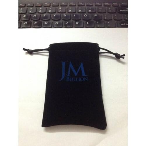 50000pcs High quality velvet small drawstring bag 8*12cm jewelry bag with custom one color logo printing free shipping by UPS