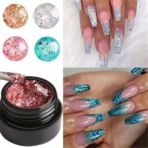 8ml UV Gel Nail Polish Super Shining Glitter Sequins Nail Gel Polish Fashion 4Colors Varnish Soak Off UV Led Nail Art Laquer