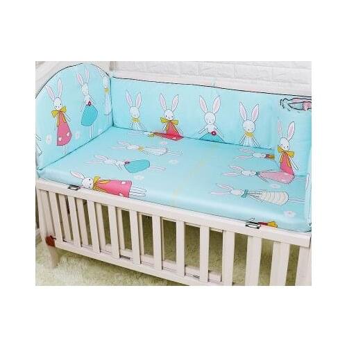 Promotion! 5PCS Unisex Cartoon Baby Bedding Set Cotton Bed Bumper Infant ,include:(bumpers+sheet)