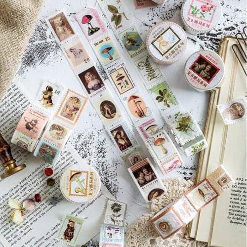 Vintage Postmark Forest Theme Decorative Paper Washi Tape Adhesive Masking Tape Stationery Sticker Stick Label