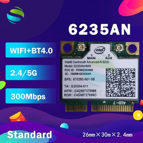 Dual Band 6235AN 6235ANHMW SPS:670292-001 300Mbps+BT4.0 Half Mini PCI-e Wireless Card for HP 2710p 2570p 8570p 6740b 6570b