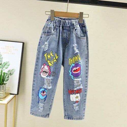 Spring Jeans For Girls Solid Pleated Childrens Jeans Elastic Waist Kids Jeans Girl Casual Autumn Clothes For Girls 6 8 10 12 14